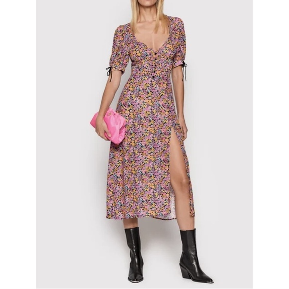 NWT For Love & Lemons Maud Floral Midi Dress Sz. XS - Picture 1 of 6